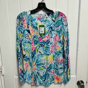 Lilly Pulitzer Serene Blue Floral Top